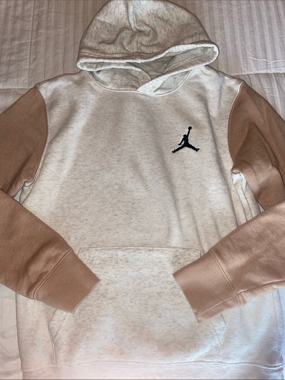 Jordan Hooded Pullover - Cream Body with Tan Sleeves